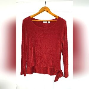 Chico's Burnt Orange 3/4 Sleeve Side Tie Blouse Shirt